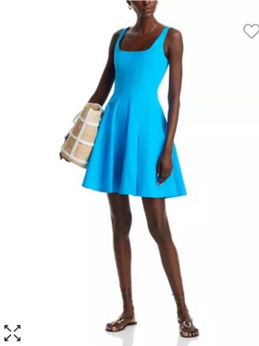 STAUD Mini Wells Dress Blue Square Neck Fit & Flare Size 4